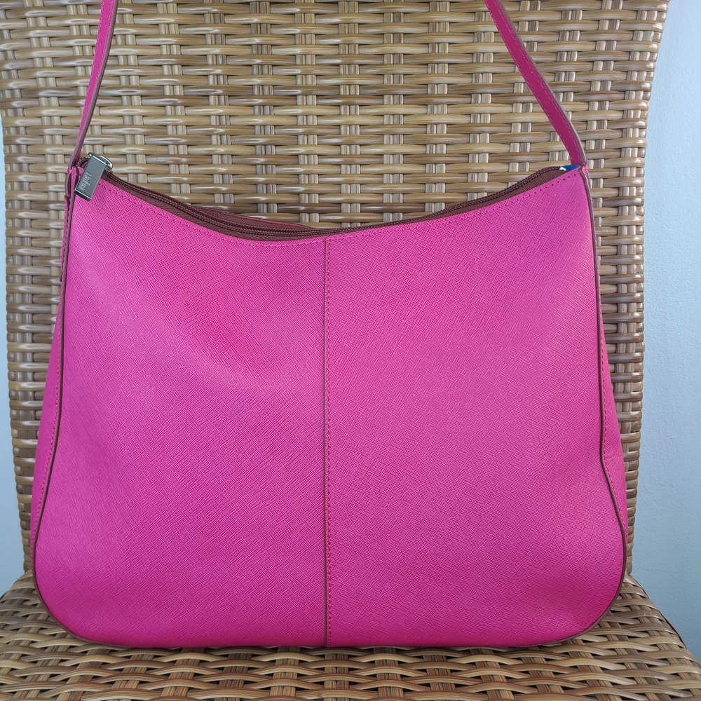 Hobo International Pink Saffiano Leather Shoulder Bag Purse - Picture 2 of 16